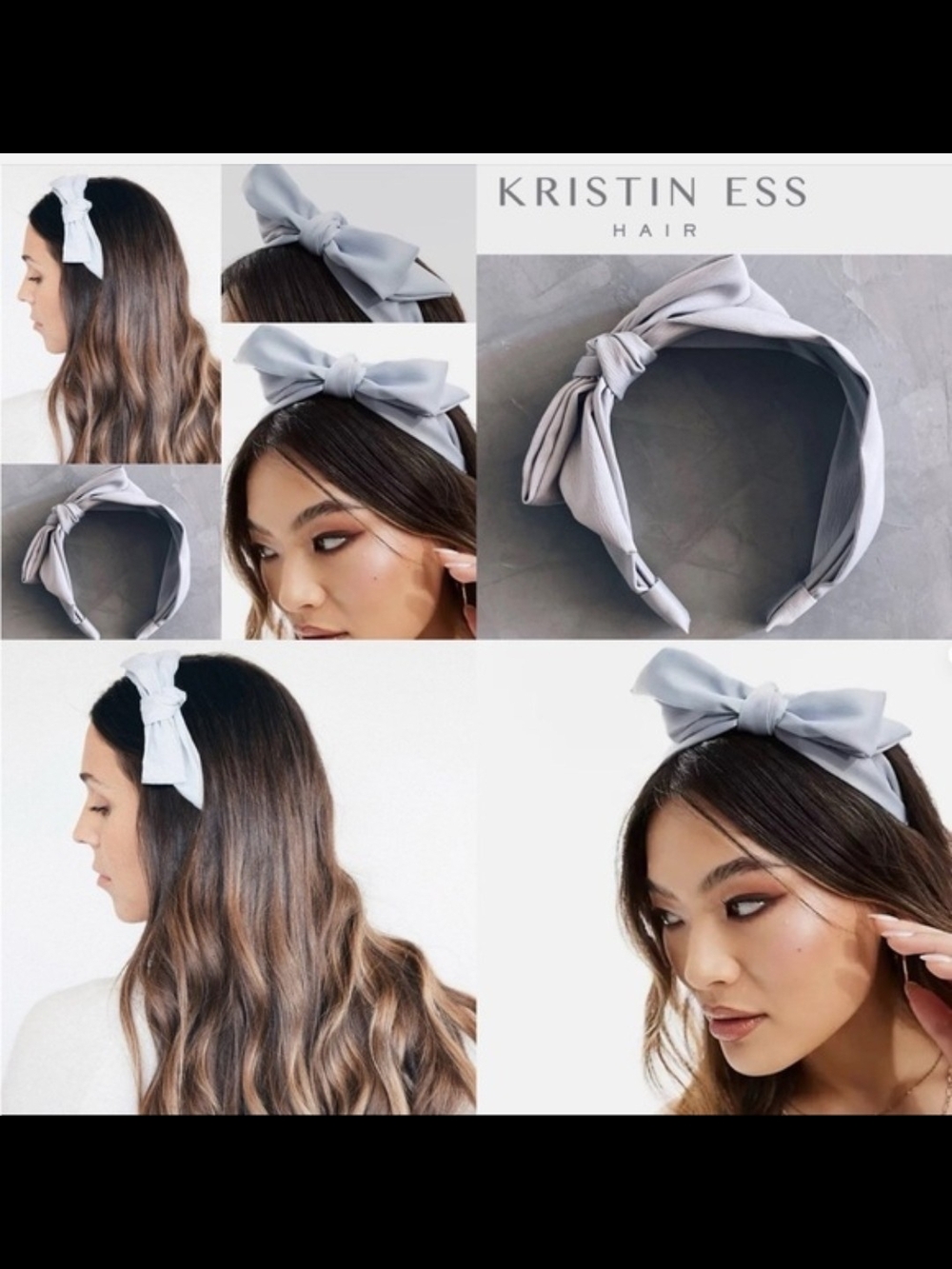 Kristin Ess Silk Headband in Light Vintage Blue